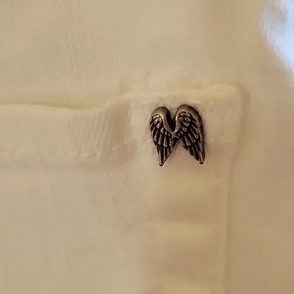 Victoria Secret High Rise, Distressed, White Denim Angel Wings Shorts Size 0 - Picture 3 of 12